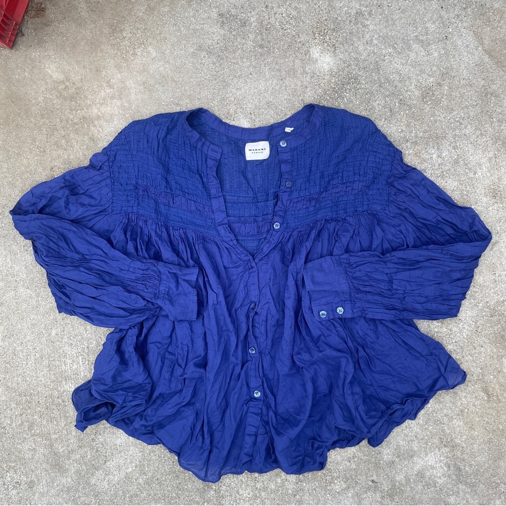Elegant Blue Button-Up Blouse